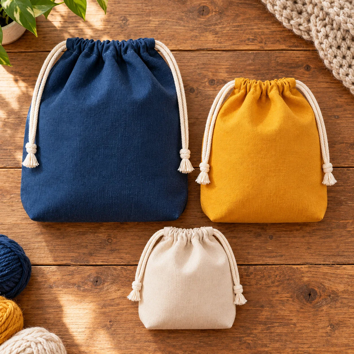 Drawstring Project Pouch Trio — package contents
