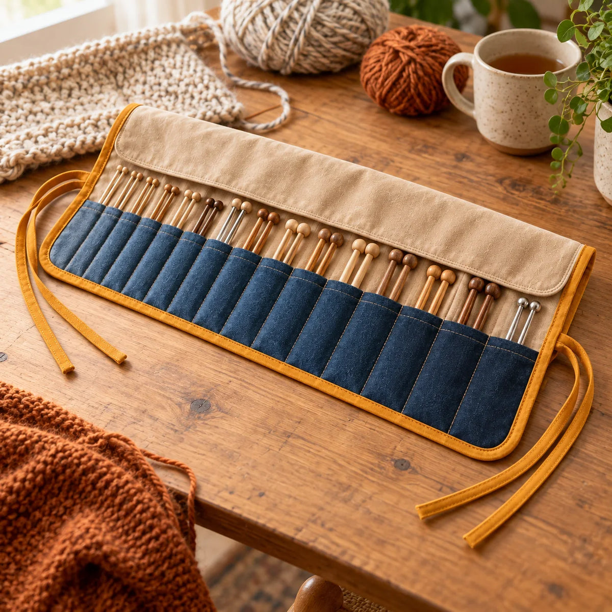 Roll-Up Straight Needle Case — in use