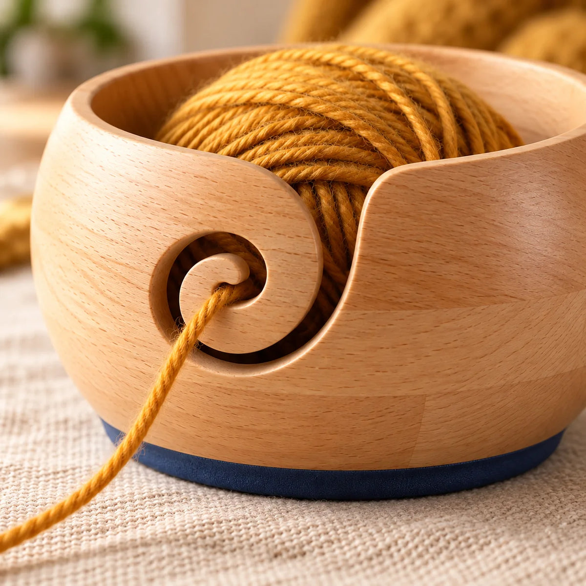 Smooth Wooden Yarn Bowl — detail