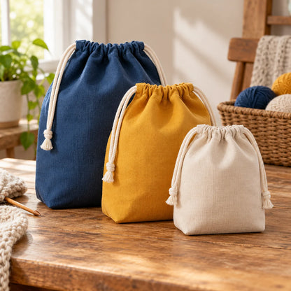 Drawstring Project Pouch Trio — product view