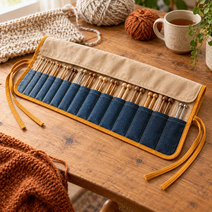 Roll-Up Straight Needle Case — in use