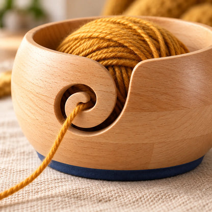 Smooth Wooden Yarn Bowl — detail